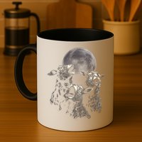 Three Sheeps Howling To The Moon Mug