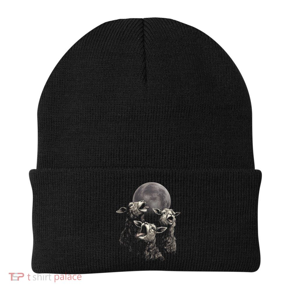 Three Sheeps Howling To The Moon Knit Cap Winter Beanie