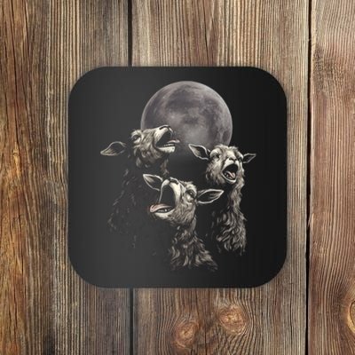 Three Sheeps Howling To The Moon Coaster