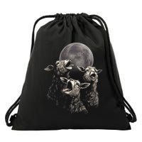 Three Sheeps Howling To The Moon Drawstring Bag