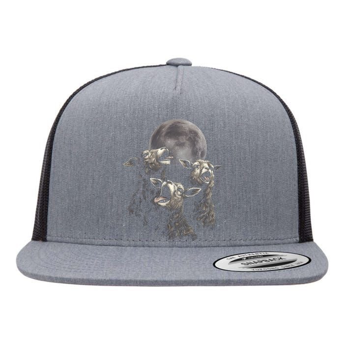 Three Sheeps Howling To The Moon Flat Bill Trucker Hat