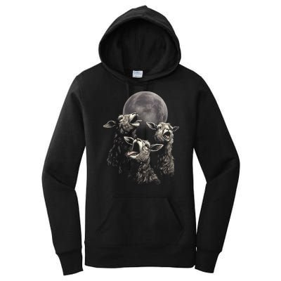 Three Sheeps Howling To The Moon Women's Pullover Hoodie