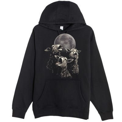 Three Sheeps Howling To The Moon Premium Pullover Hoodie