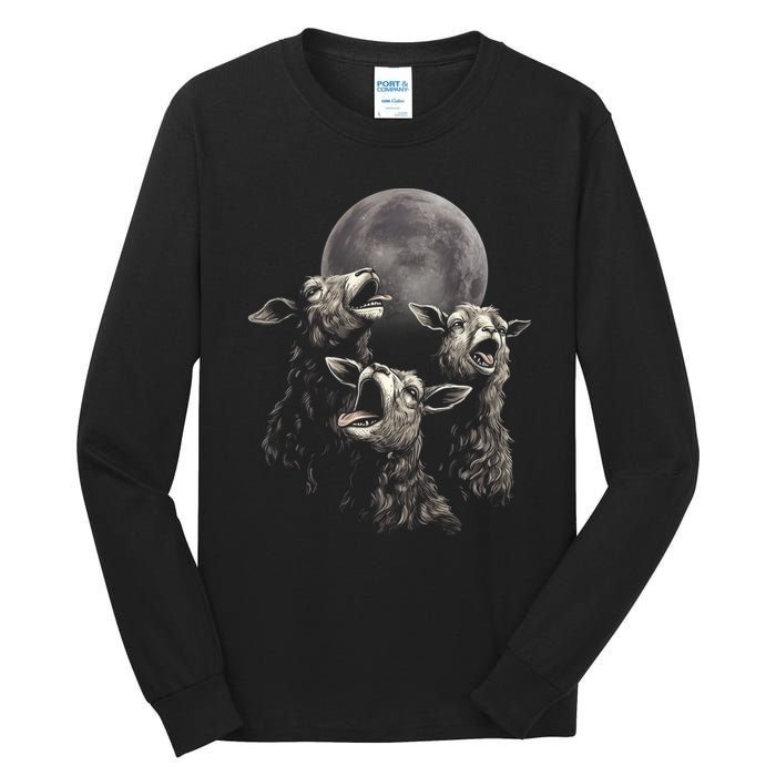 Three Sheeps Howling To The Moon Tall Long Sleeve T-Shirt