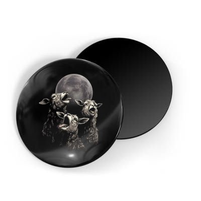 Three Sheeps Howling To The Moon Magnet