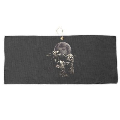 Three Sheeps Howling To The Moon Large Microfiber Waffle Golf Towel