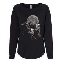 Three Sheeps Howling To The Moon Womens California Wash Sweatshirt