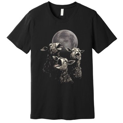 Three Sheeps Howling To The Moon Premium T-Shirt