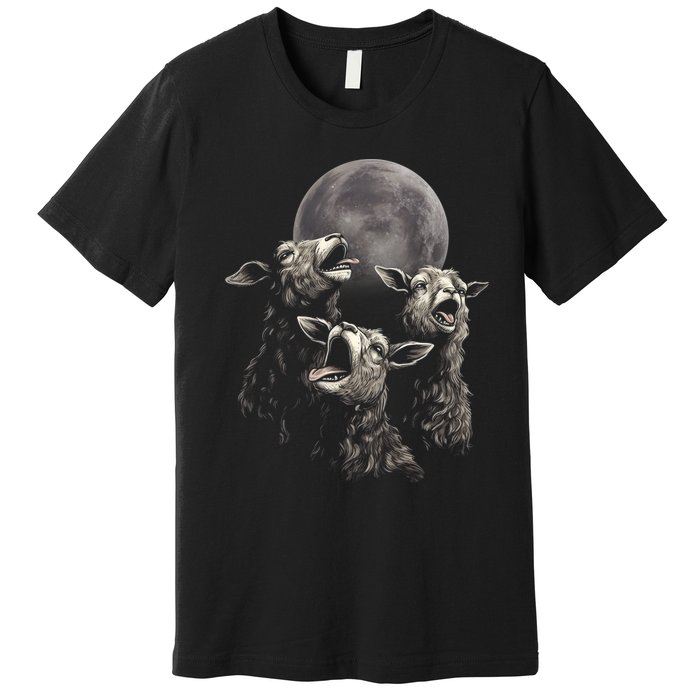 Three Sheeps Howling To The Moon Premium T-Shirt