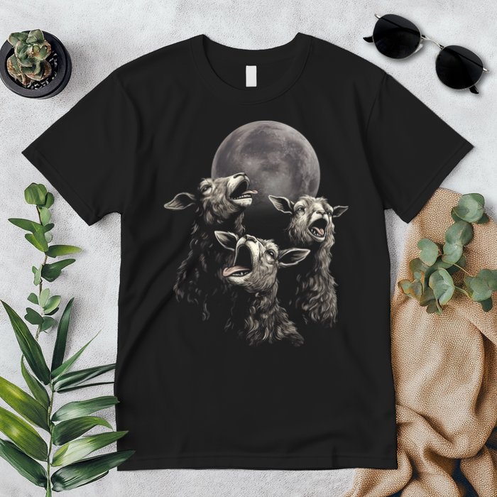 Three Sheeps Howling To The Moon Premium T-Shirt