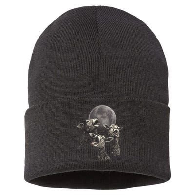 Three Sheeps Howling To The Moon Sustainable Knit Beanie
