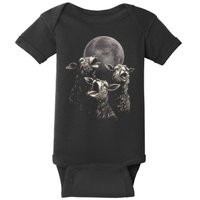 Three Sheeps Howling To The Moon Baby Bodysuit