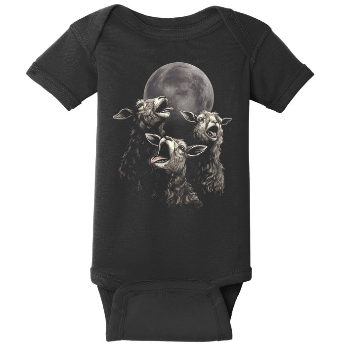 Three Sheeps Howling To The Moon Baby Bodysuit