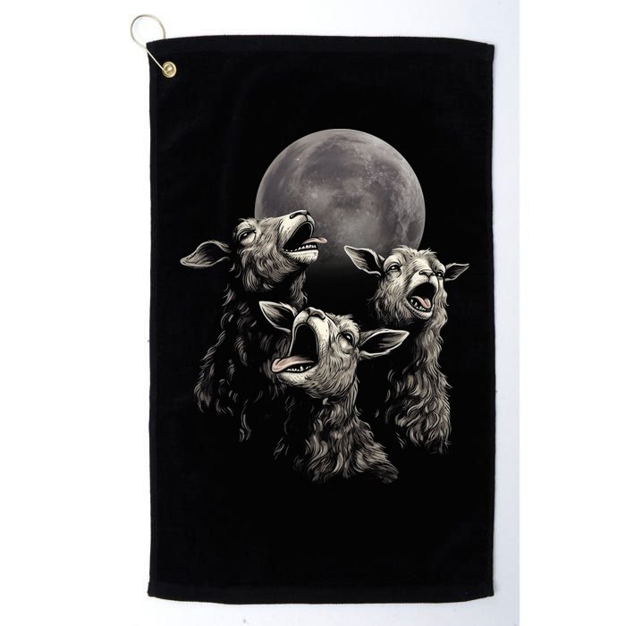 Three Sheeps Howling To The Moon Golf Towel