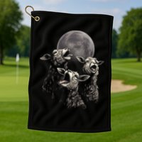 Three Sheeps Howling To The Moon Golf Towel