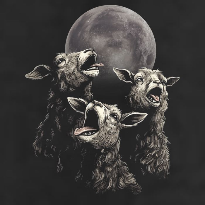 Three Sheeps Howling To The Moon Golf Towel