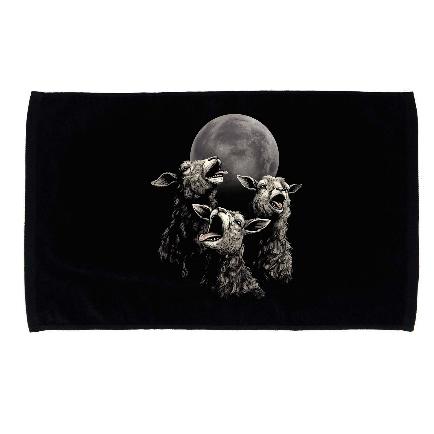 Three Sheeps Howling To The Moon Microfiber Hand Towel