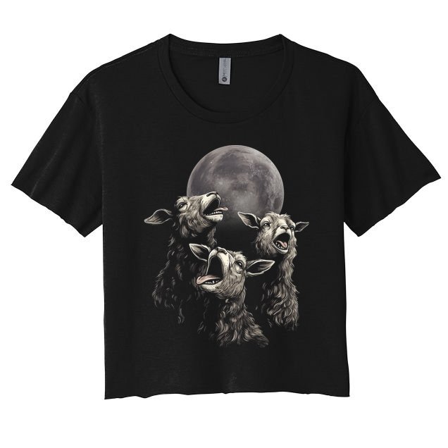 Three Sheeps Howling To The Moon Crop Top