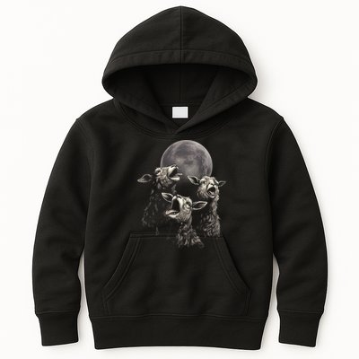 Three Sheeps Howling To The Moon Kids Hoodie