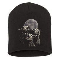 Three Sheeps Howling To The Moon Short Acrylic Beanie