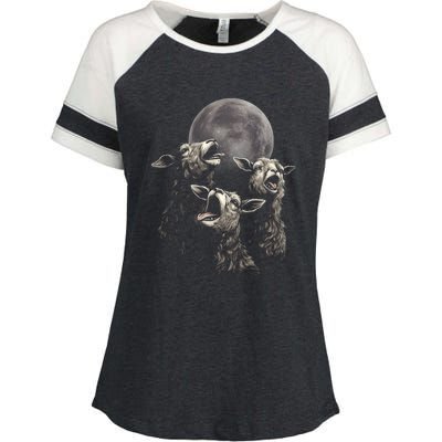 Three Sheeps Howling To The Moon Enza Ladies Jersey Colorblock Tee