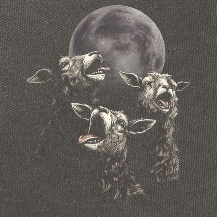 Three Sheeps Howling To The Moon Cotton Canvas Backpack