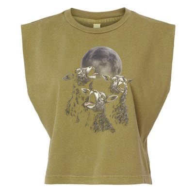 Three Sheeps Howling To The Moon Garment-Dyed Women's Muscle Tee