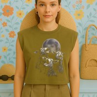 Three Sheeps Howling To The Moon Garment-Dyed Women's Muscle Tee