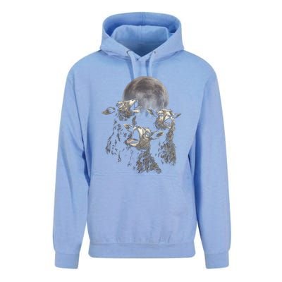 Three Sheeps Howling To The Moon Unisex Surf Hoodie