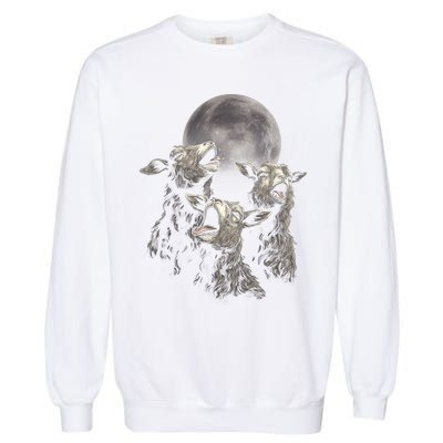 Three Sheeps Howling To The Moon Garment-Dyed Sweatshirt