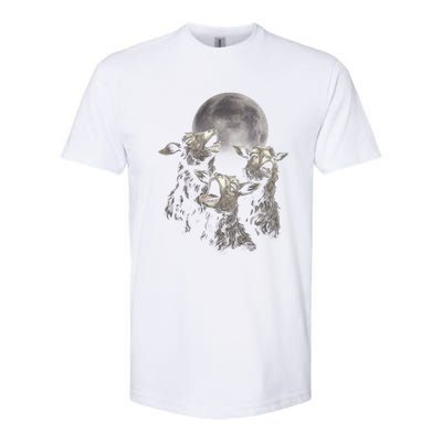 Three Sheeps Howling To The Moon Softstyle CVC T-Shirt