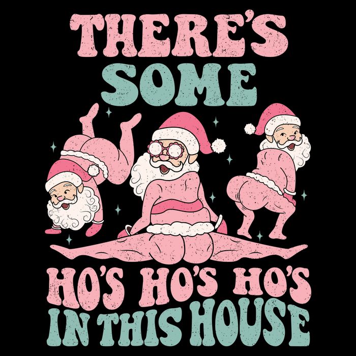 Theres Some Hos In This House Funny Santa Twerk Christmas Women's Crop Top Tee