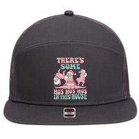 Theres Some Hos In This House Funny Santa Twerk Christmas 7 Panel Mesh Trucker Snapback Hat