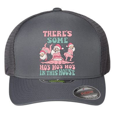Theres Some Hos In This House Funny Santa Twerk Christmas Flexfit Unipanel Trucker Cap