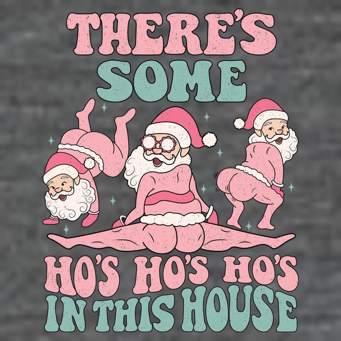 Theres Some Hos In This House Funny Santa Twerk Christmas T-Shirt
