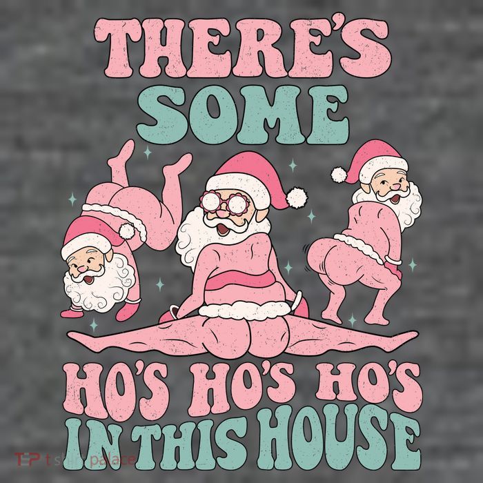 Theres Some Hos In This House Funny Santa Twerk Christmas Premium T-Shirt