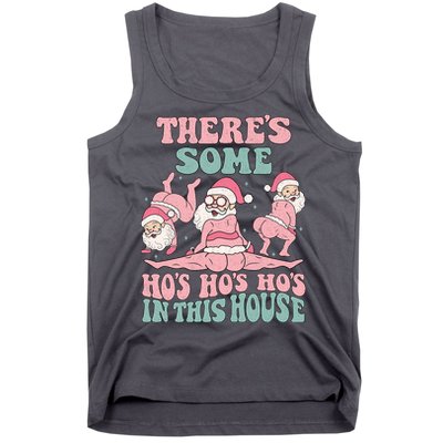 Theres Some Hos In This House Funny Santa Twerk Christmas Tank Top