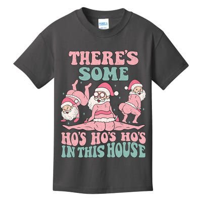 Theres Some Hos In This House Funny Santa Twerk Christmas Kids T-Shirt