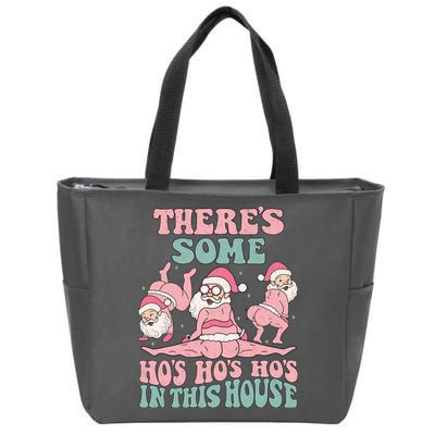 Theres Some Hos In This House Funny Santa Twerk Christmas Zip Tote Bag