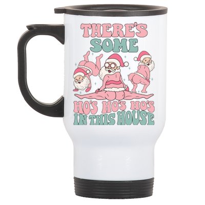 Theres Some Hos In This House Funny Santa Twerk Christmas Stainless Steel Travel Mug