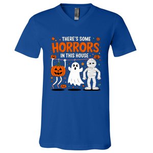 ThereS Some Horrors In This House Halloween Party Costume Gift V-Neck T-Shirt