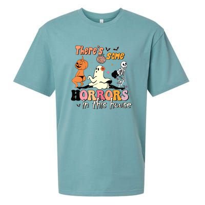 Theres Some Horrors In This House Halloween Funny Ghost Pumpkin Gift Sueded Cloud Jersey T-Shirt