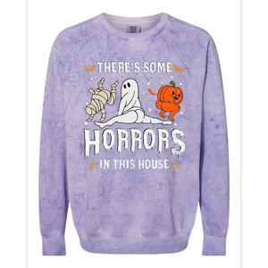 Theres Some Horrors In This House Ghost Pumpkin Halloween Colorblast Crewneck Sweatshirt