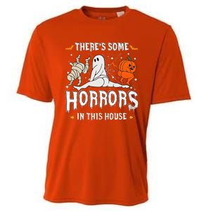 Theres Some Horrors In This House Ghost Pumpkin Halloween Cooling Performance Crew T-Shirt