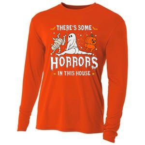 Theres Some Horrors In This House Ghost Pumpkin Halloween Cooling Performance Long Sleeve Crew