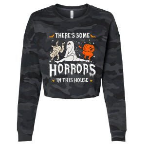 Theres Some Horrors In This House Ghost Pumpkin Halloween Cropped Pullover Crew