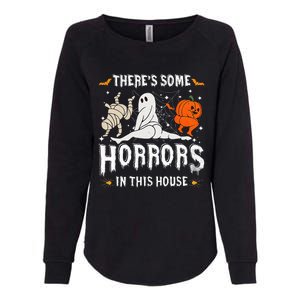 Theres Some Horrors In This House Ghost Pumpkin Halloween Womens California Wash Sweatshirt