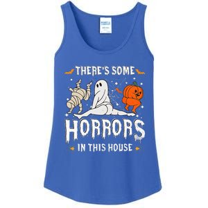 Theres Some Horrors In This House Ghost Pumpkin Halloween Ladies Essential Tank