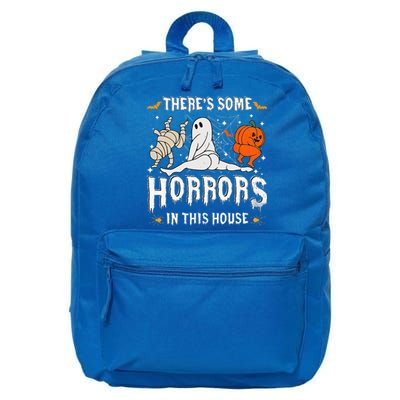 Theres Some Horrors In This House Ghost Pumpkin Halloween 16 in Basic Backpack