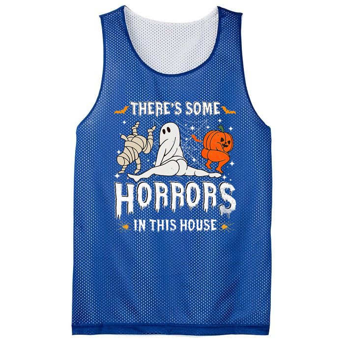 Theres Some Horrors In This House Ghost Pumpkin Halloween Mesh Reversible Basketball Jersey Tank